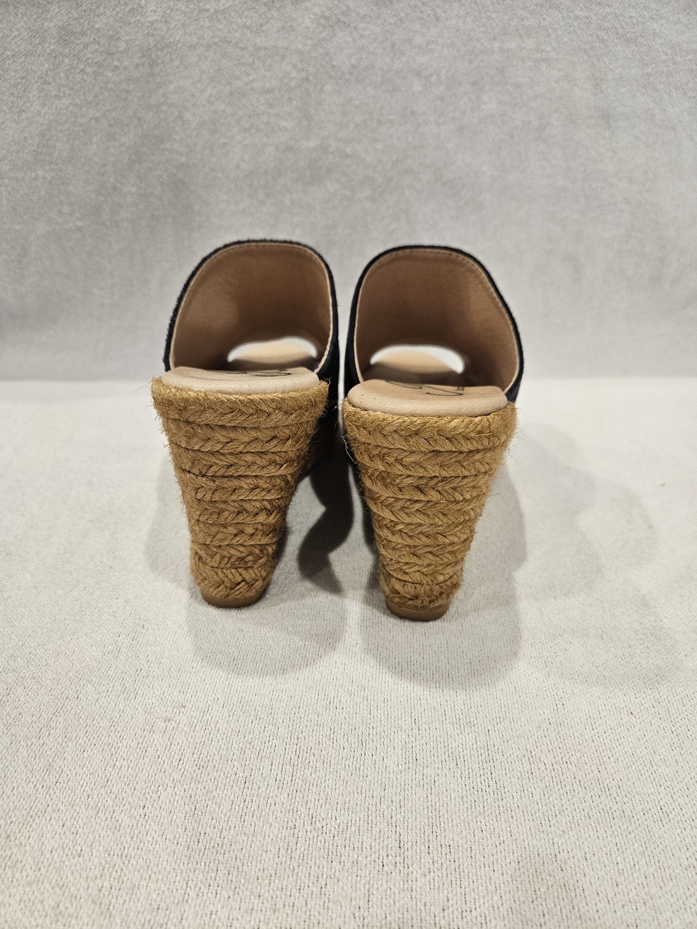 Giamo Dark Navy Suede Wedge Mules Slides Made In Spain 36/ 6 US - Picture 4 of 8